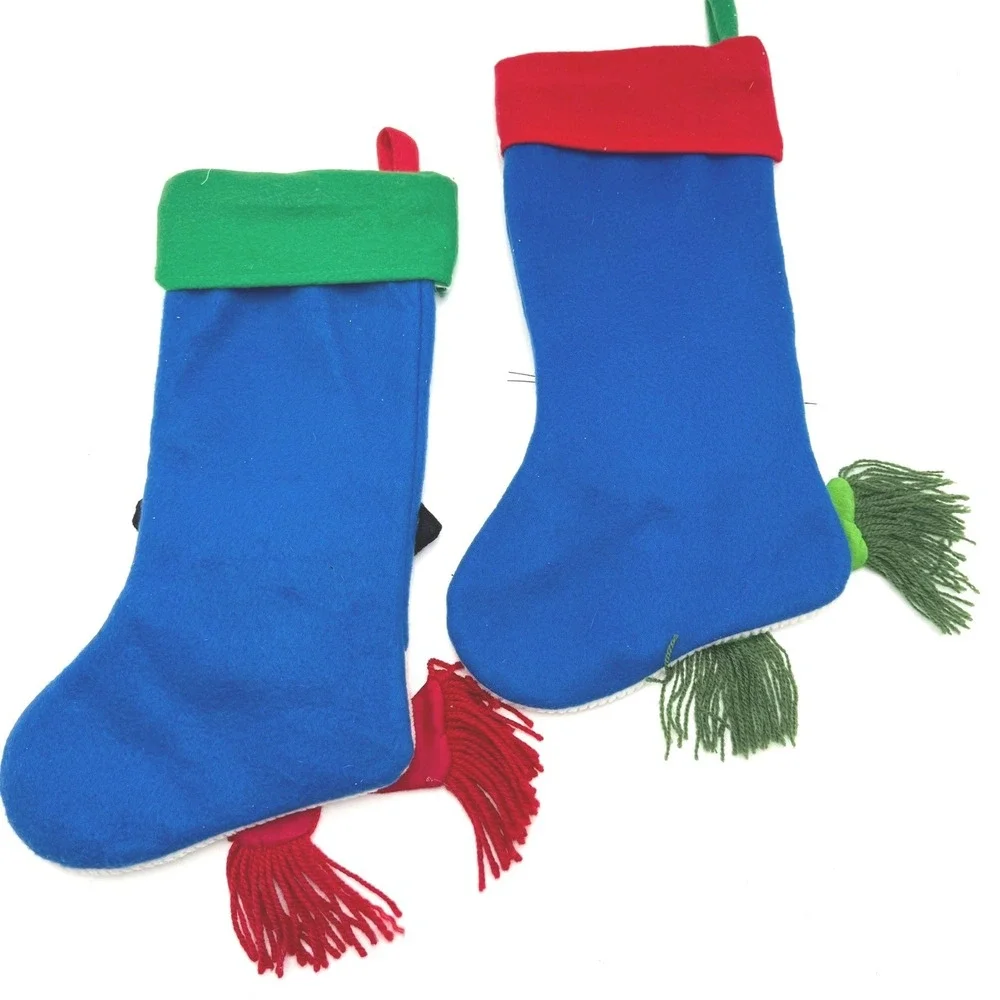 Pets Christmas Stocking Dog Cat Woof Meow Plush Applique Holiday Decor Set of‎ 2